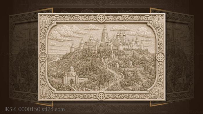 Pochaev Lavra - lavra on a hill and clouds 3d STL model