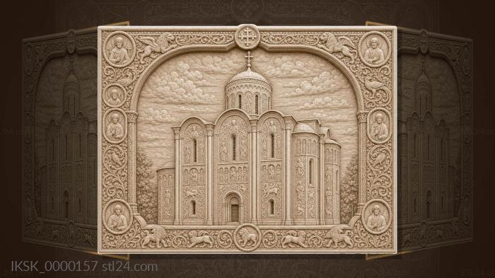 Dmitrievsky Cathedral - white stone carvings and saints 3d STL model