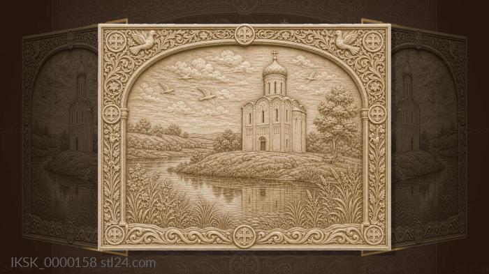 Intercession on the Nerl - a temple by the river and meadow 3d STL model