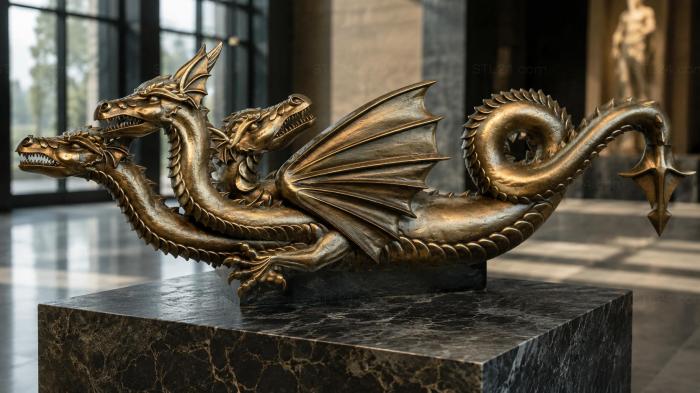 Animals (Three-headed dragon, JV_0086) 3D models for cnc
