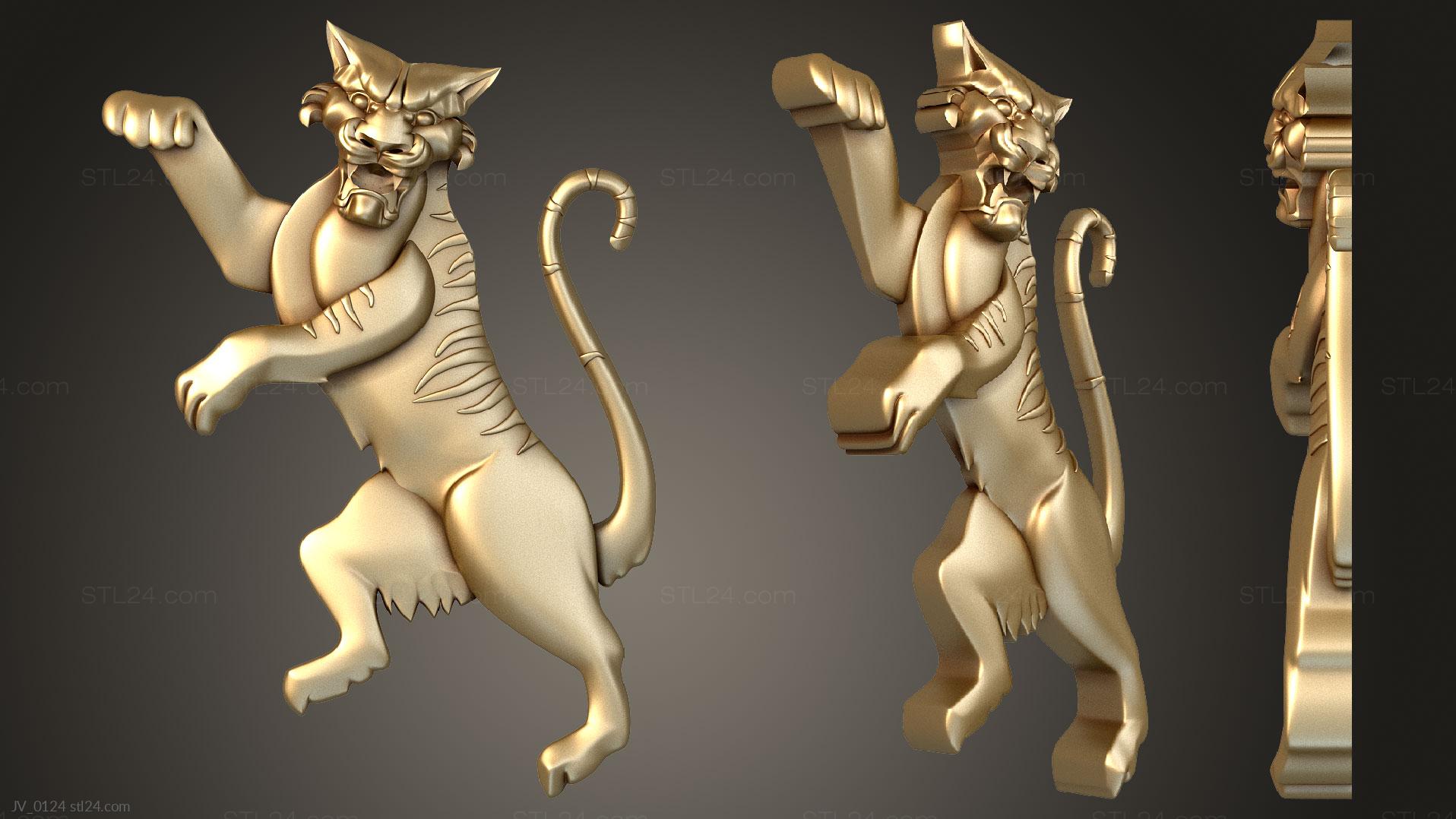 Животные (Тигр в прыжке, JV_0124) 3D модель для ЧПУ станка