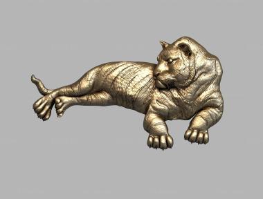 Животные (Лежащий тигр, JV_0125) 3D модель для ЧПУ станка