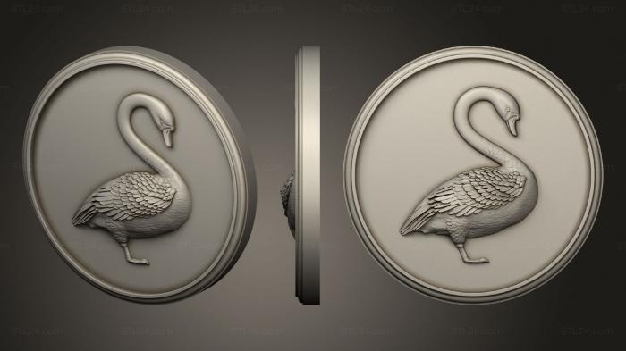 Животные (Лебедь с подложкой, JV_0131) 3D модель для ЧПУ станка