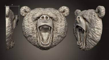 Animals (Bear's face is aggressive, JV_0152) 3D models for cnc