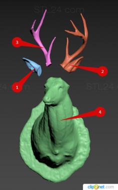 Животные (Голова оленя, JV_0160) 3D модель для ЧПУ станка