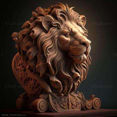 Animals (Volume face of a lion 3DANL 70578, JV_0162) 3D models for cnc