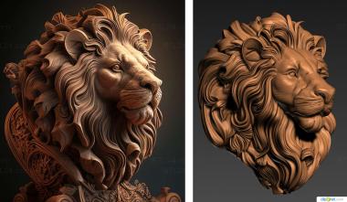 Животные (Обьемная морда льва 3DANL 70578, JV_0162) 3D модель для ЧПУ станка
