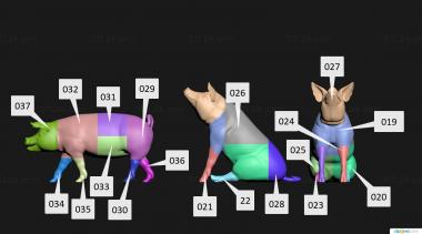 Animals (Little pig var2, JV_0170) 3D models for cnc