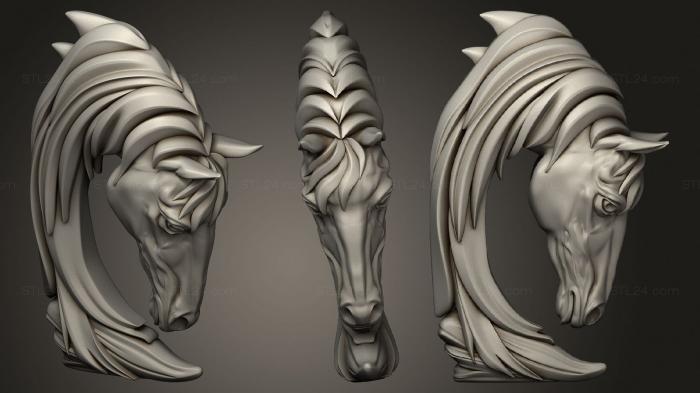 Животные (Фигура в виде лошадиной головы, JV_0175) 3D модель для ЧПУ станка