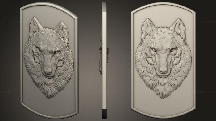Животные (Барельеф волк на жетоне, JV_0176) 3D модель для ЧПУ станка