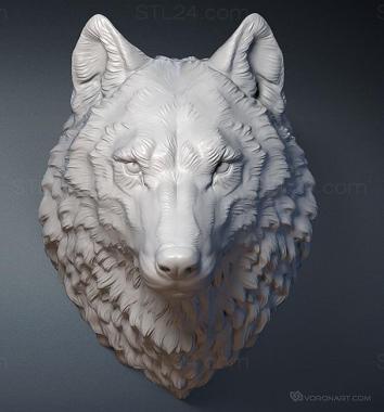 Животные (Барельеф волк на жетоне, JV_0176) 3D модель для ЧПУ станка