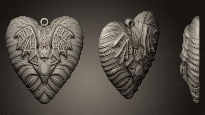 Ювелирные украшения (Ювелирные Изделия Кулон в виде Сердца Вампира, JVLR_0163) 3D модель для ЧПУ станка