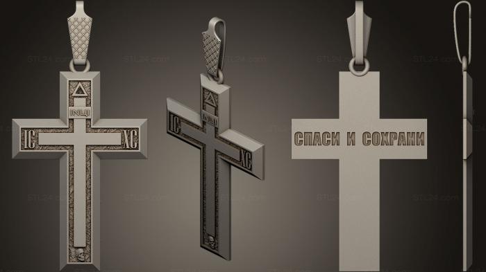 Jewelry (pendant cross save and preserve, JVLR_0199) 3D models for cnc