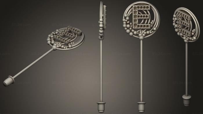 Ювелирные украшения (Брошь с буквой Е, JVLR_0324) 3D модель для ЧПУ станка