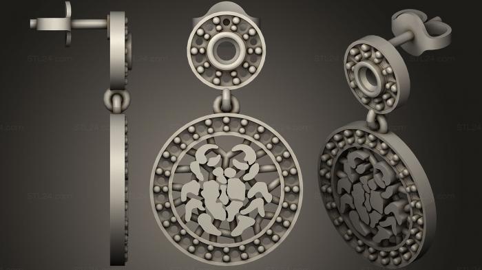 Jewelry (Cancer Zodiac Children Earrings, JVLR_0347) 3D models for cnc