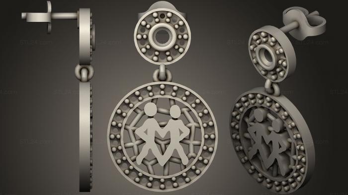 Jewelry (Gemini Zodiac Children Earrings, JVLR_0404) 3D models for cnc