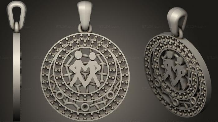 Jewelry (Gemini Zodiac Children Pendant, JVLR_0405) 3D models for cnc