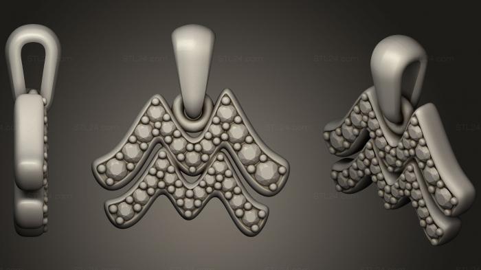 Ювелирные украшения (Ювелирные изделия Водолей Зодиак Детский Кулон, JVLR_0615) 3D модель для ЧПУ станка