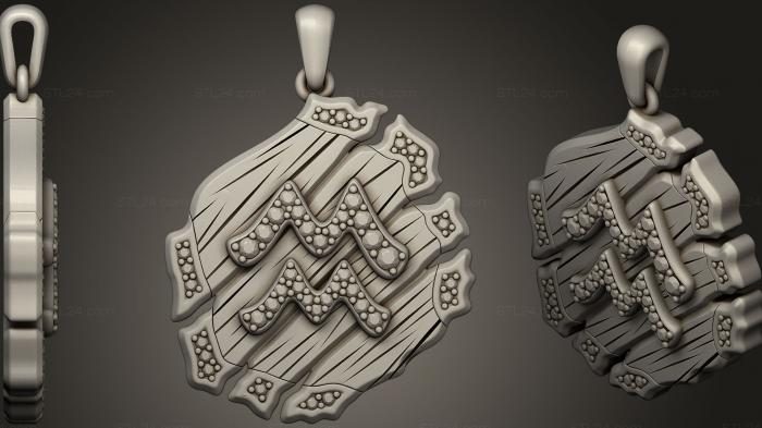 Jewelry (Jewelry Aquarius Zodiac Pendant, JVLR_0617) 3D models for cnc