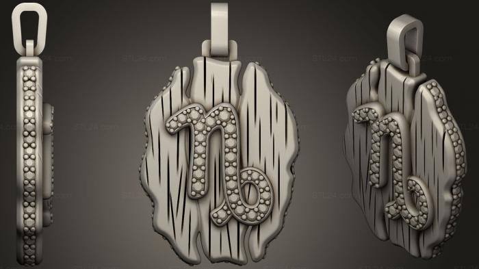 Ювелирные украшения (Ювелирные Изделия Козерог Зодиак Кулон, JVLR_0629) 3D модель для ЧПУ станка