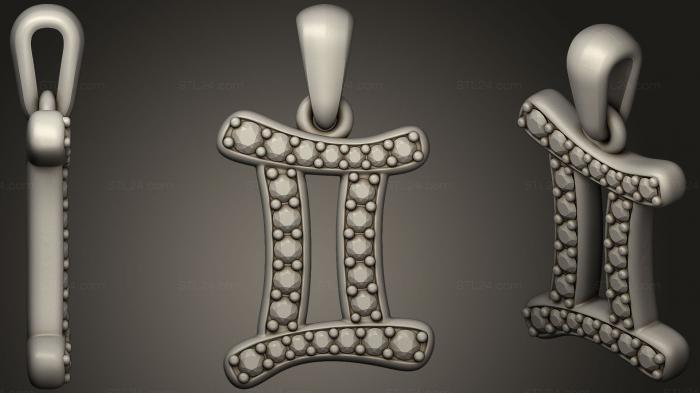 Ювелирные украшения (Ювелирные Изделия Близнецы Зодиакальный Детский Кулон, JVLR_0631) 3D модель для ЧПУ станка