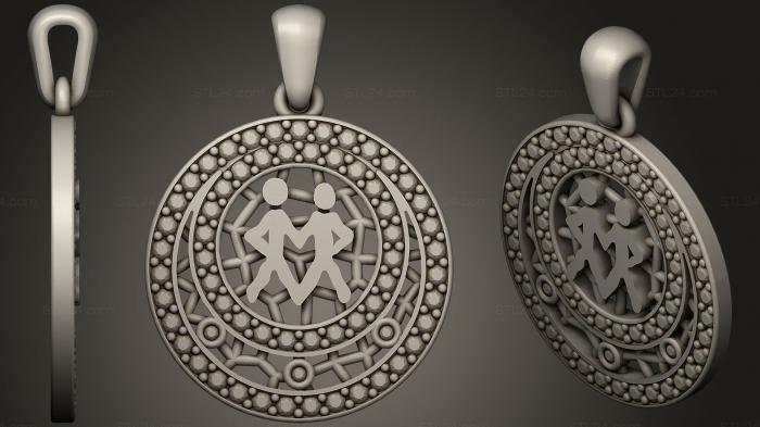 Jewelry (Jewelry Gemini Zodiac Children Pendant2, JVLR_0632) 3D models for cnc