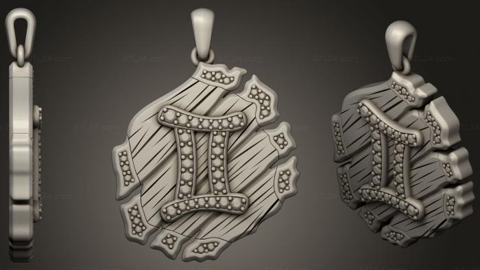 Jewelry (Jewelry Gemini Zodiac Pendant, JVLR_0633) 3D models for cnc
