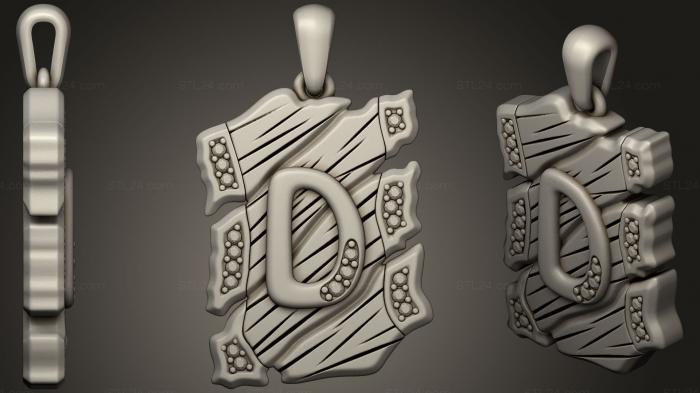 Jewelry (Jewelry Pendant With Letter D 2, JVLR_0668) 3D models for cnc