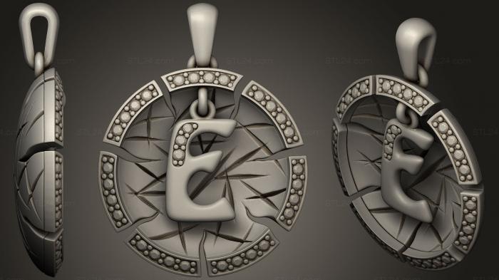 Jewelry (Jewelry Pendant With Letter E, JVLR_0670) 3D models for cnc