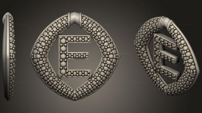 Jewelry (Jewelry Pendant With Letter E2, JVLR_0671) 3D models for cnc