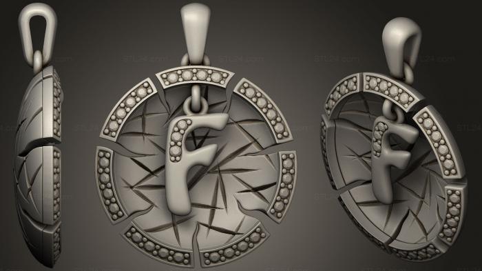 Jewelry (Jewelry Pendant With Letter F, JVLR_0674) 3D models for cnc