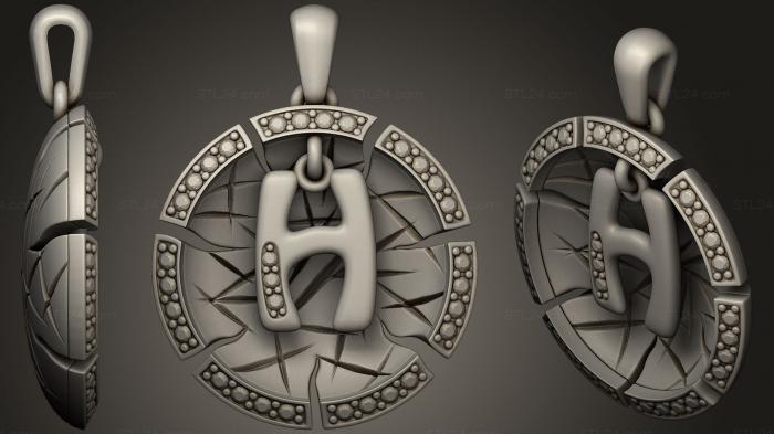 Jewelry (Jewelry Pendant With Letter H, JVLR_0681) 3D models for cnc