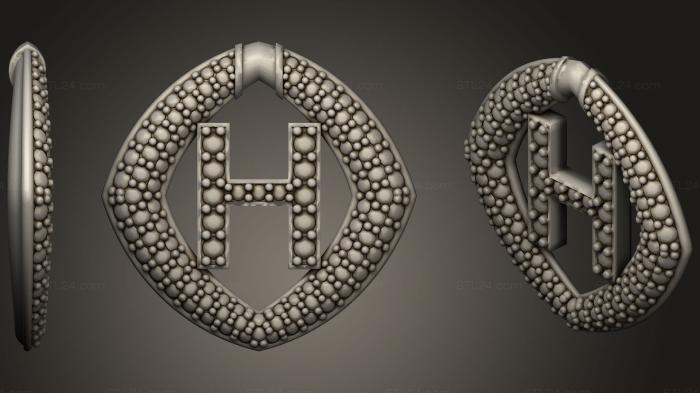 Ювелирные украшения (Ювелирный кулон с буквой H16, JVLR_0684) 3D модель для ЧПУ станка