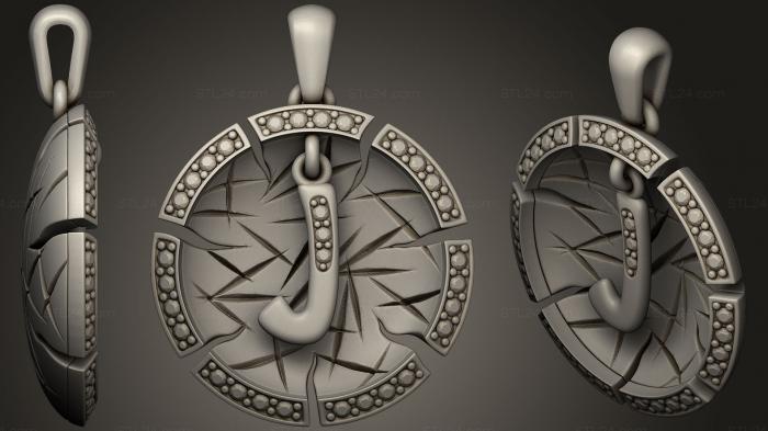 Jewelry (Jewelry Pendant With Letter J, JVLR_0689) 3D models for cnc
