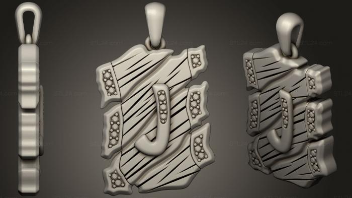 Jewelry (Jewelry Pendant With Letter J 2, JVLR_0690) 3D models for cnc