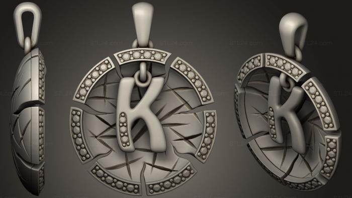 Jewelry (Jewelry Pendant With Letter K, JVLR_0693) 3D models for cnc