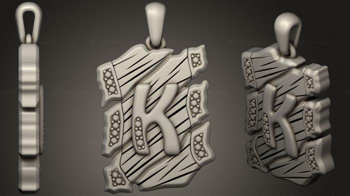 Jewelry (Jewelry Pendant With Letter K 3, JVLR_0695) 3D models for cnc