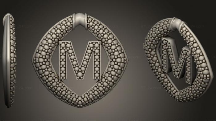 Ювелирные украшения (Ювелирный кулон с буквой M20, JVLR_0705) 3D модель для ЧПУ станка