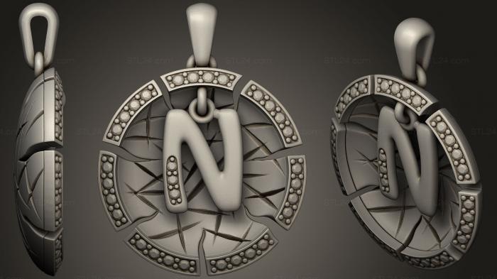 Jewelry (Jewelry Pendant With Letter N, JVLR_0706) 3D models for cnc