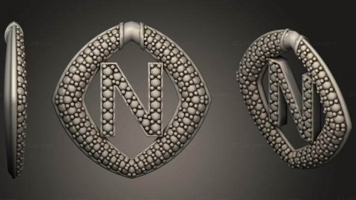 Ювелирные украшения (Ювелирный кулон с буквой N21, JVLR_0709) 3D модель для ЧПУ станка