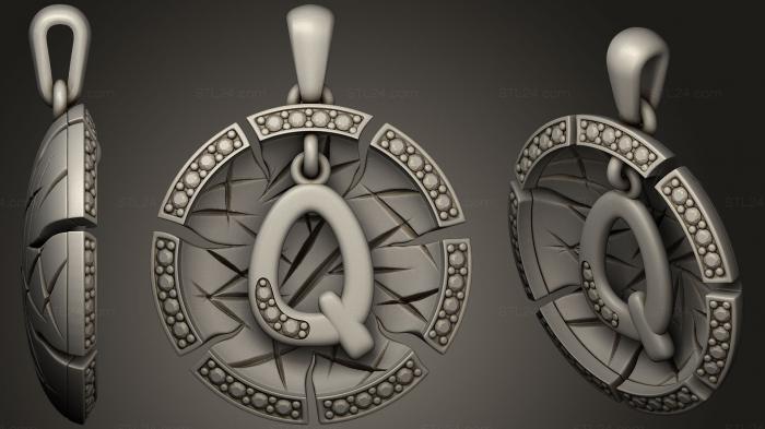 Jewelry (Jewelry Pendant With Letter Q, JVLR_0718) 3D models for cnc