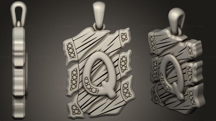 Jewelry (Jewelry Pendant With Letter Q 2, JVLR_0719) 3D models for cnc