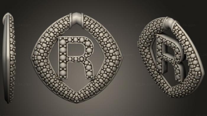 Jewelry (Jewelry Pendant With Letter R, JVLR_0722) 3D models for cnc