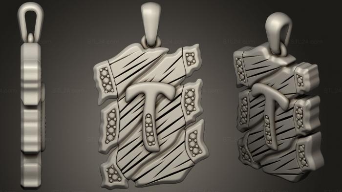 Jewelry (Jewelry Pendant With Letter T 3, JVLR_0732) 3D models for cnc