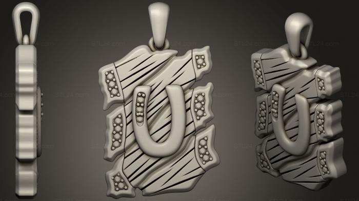 Ювелирные украшения (Ювелирный кулон с буквой U 3, JVLR_0736) 3D модель для ЧПУ станка