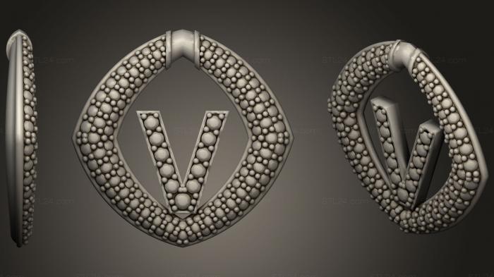 Jewelry (Jewelry Pendant With Letter V, JVLR_0738) 3D models for cnc