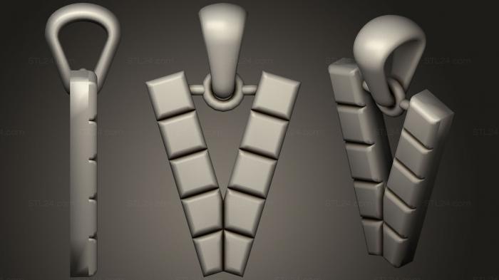Ювелирные украшения (Ювелирный кулон с буквой V13, JVLR_0741) 3D модель для ЧПУ станка