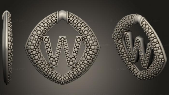 Ювелирные украшения (Ювелирный кулон с буквой W, JVLR_0742) 3D модель для ЧПУ станка