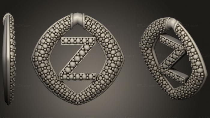 Ювелирные украшения (Ювелирный кулон с буквой Z 2, JVLR_0754) 3D модель для ЧПУ станка