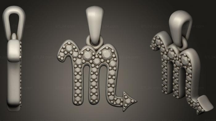 Ювелирные украшения (Ювелирные Изделия Скорпион Зодиак Детский Кулон, JVLR_0768) 3D модель для ЧПУ станка